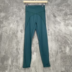Aerie Womens Offline Goals Leggings Size Medium 7/8 High Rise Ribbed Green Gym